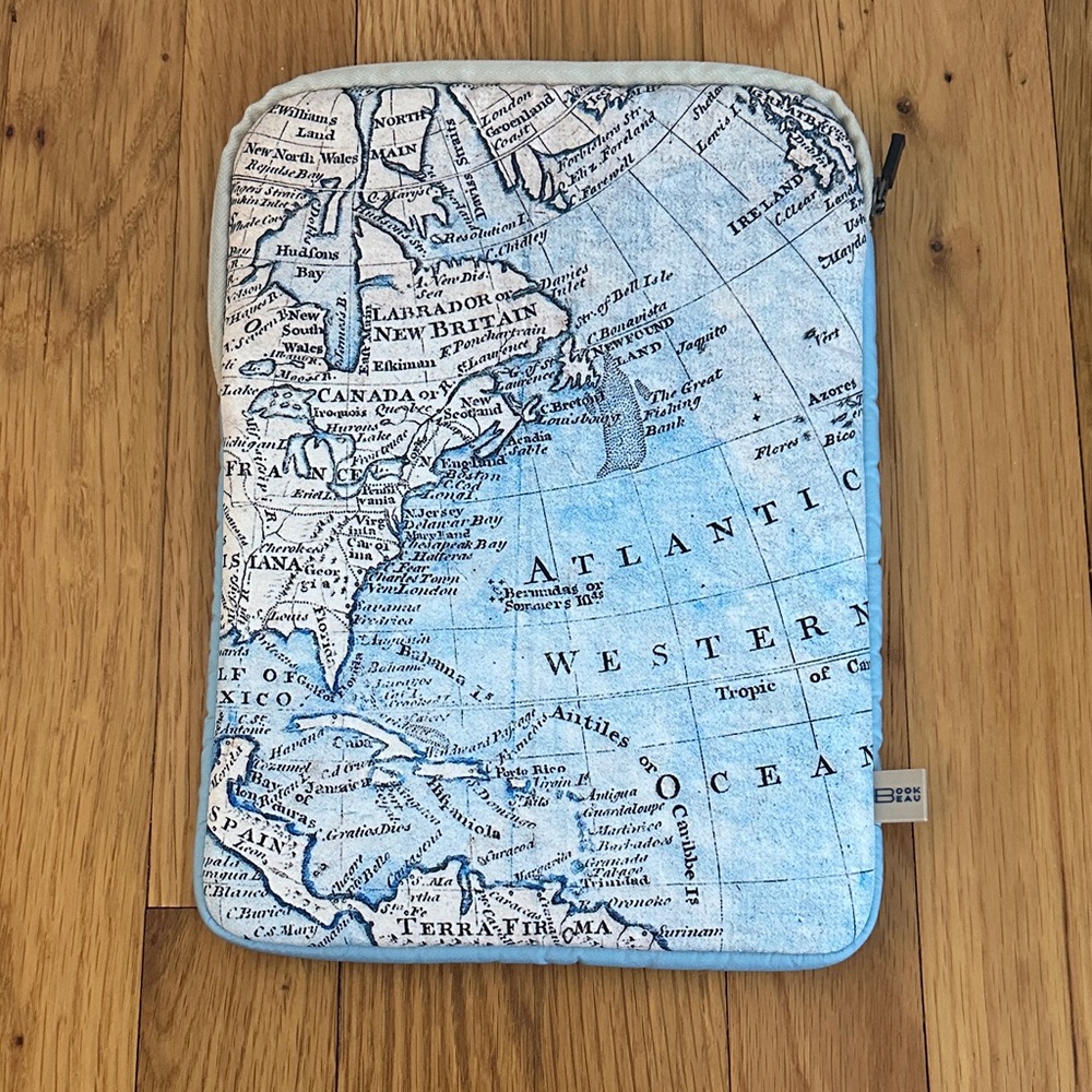 Book Beau Blue Map Print Book Sleeve
